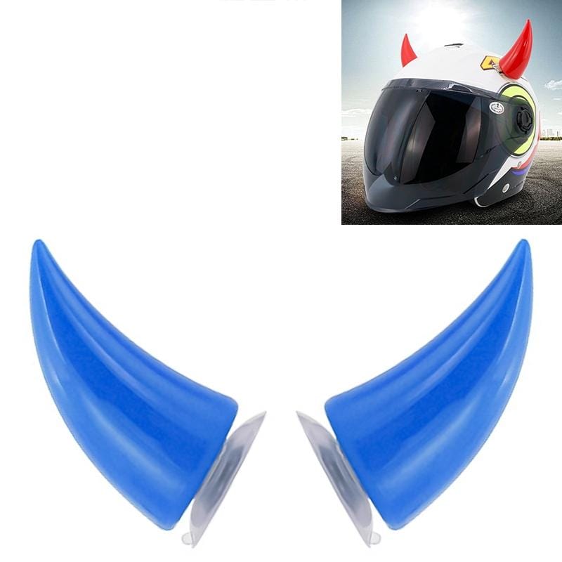 2 PCS Motorcycle Helmet Devil Decoration Motorbike Helmet Suction Cups Horns Decoration Headwear Sucker (Blue)