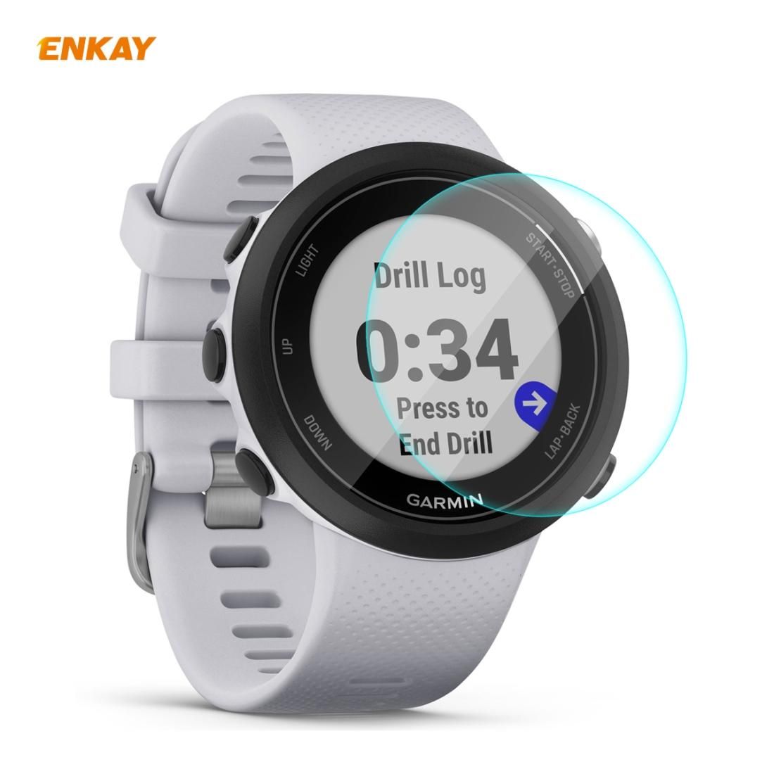 For Garmin Swim 2 ENKAY Hat-Prince 0.2mm 9H 2.15D Curved Edge Tempered Glass Screen Protector Watch Film