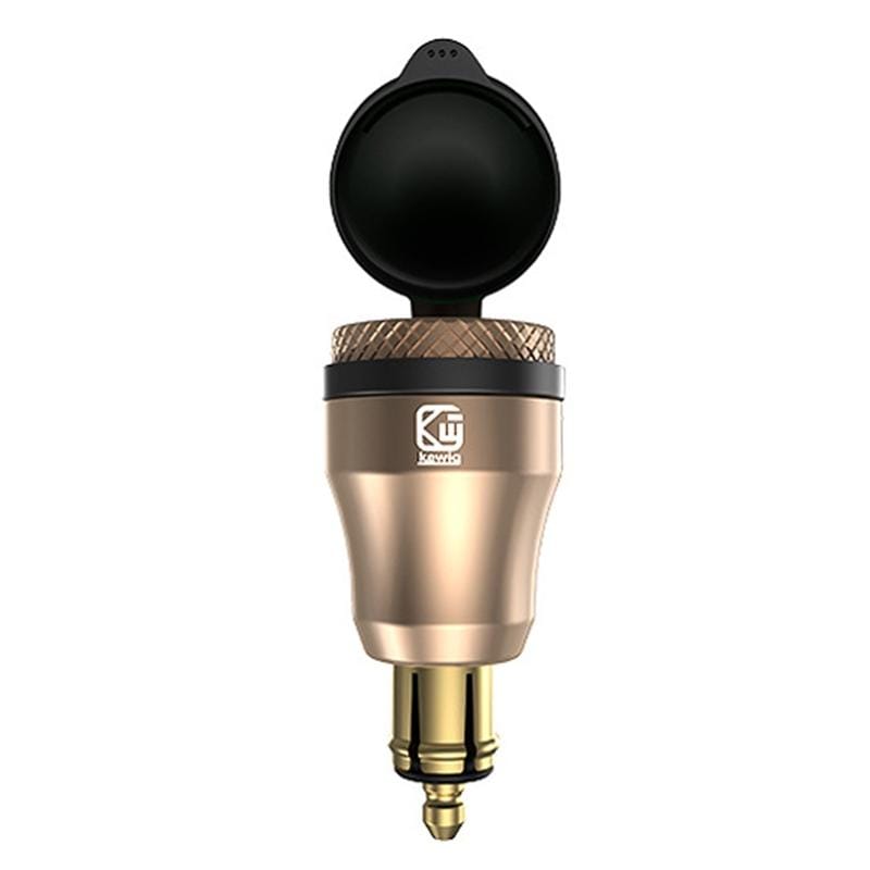 Motorcycle European-style Small-caliber Aluminum Alloy QC 3.0 + PD Fast Charge USB Charger, Shell Color:Gold (Green Light)