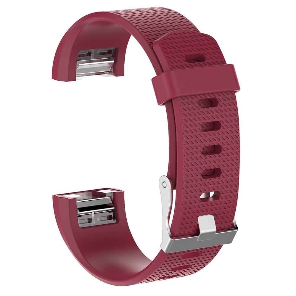 For Fitbit Charge 2 Common Texture Silicone Replacement Wrist Strap Watchband with Buckle, Size:S (Rose Red)