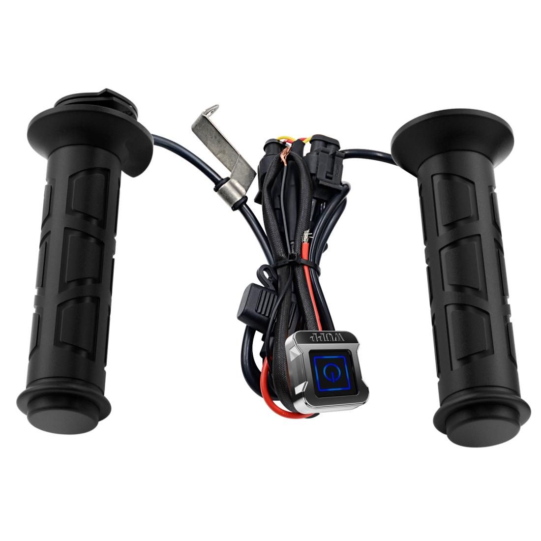 WUPP ZH-983C1 Motorcycle Modified Intelligent Electric Heating Hand Cover Heated Grip Handlebar with Three Gear Temperature Control (Black)