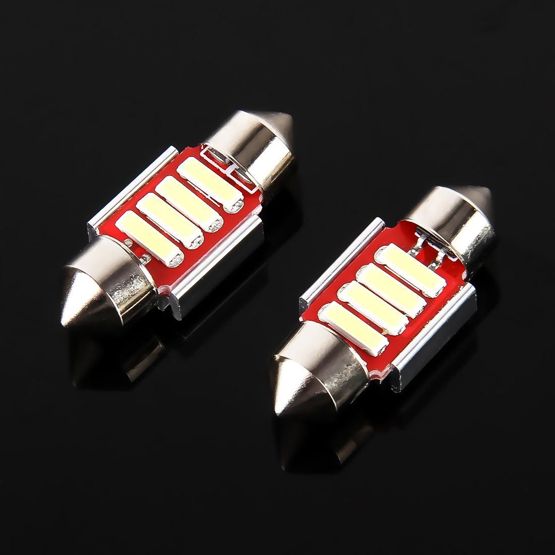 2 PCS 2W 100 LM 6000K 31MM 4 SMD-7020 LEDs Bicuspid Port Decoding Car Dome Lamp LED Reading Light, DC 12V (White Light)