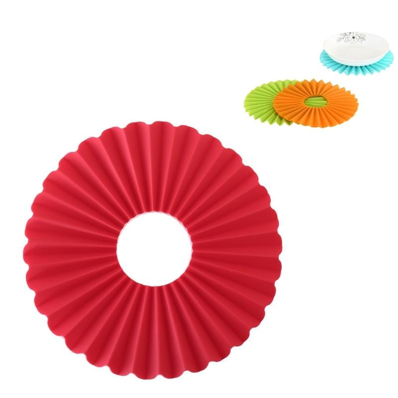 Folding Silicone Placemat High Temperature Resistant Non-slip Dishes Thickening Heat Insulation Pad Coaster (Red)