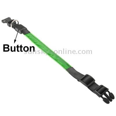 Durable Dog Collar Pets Neck Strap Pet Supplies with Flashing Light, Size: M (Green)