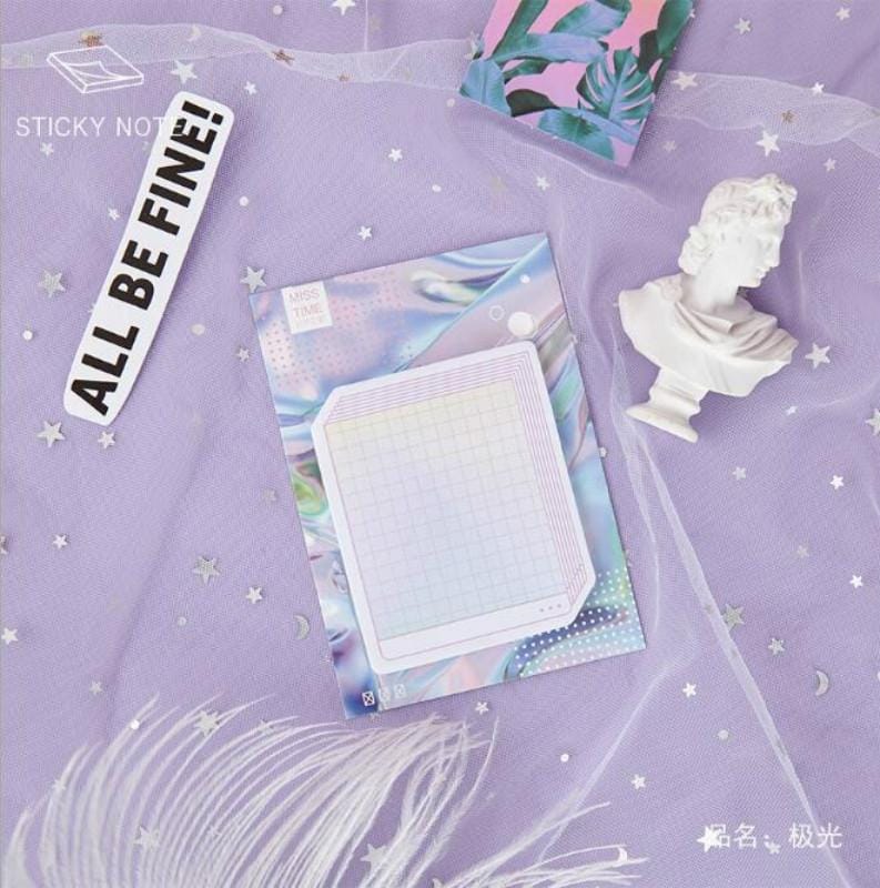 4 PCS Steam Wave Series Stickers Creative Fresh Message Notes N Times Posted Notes (Aurora)