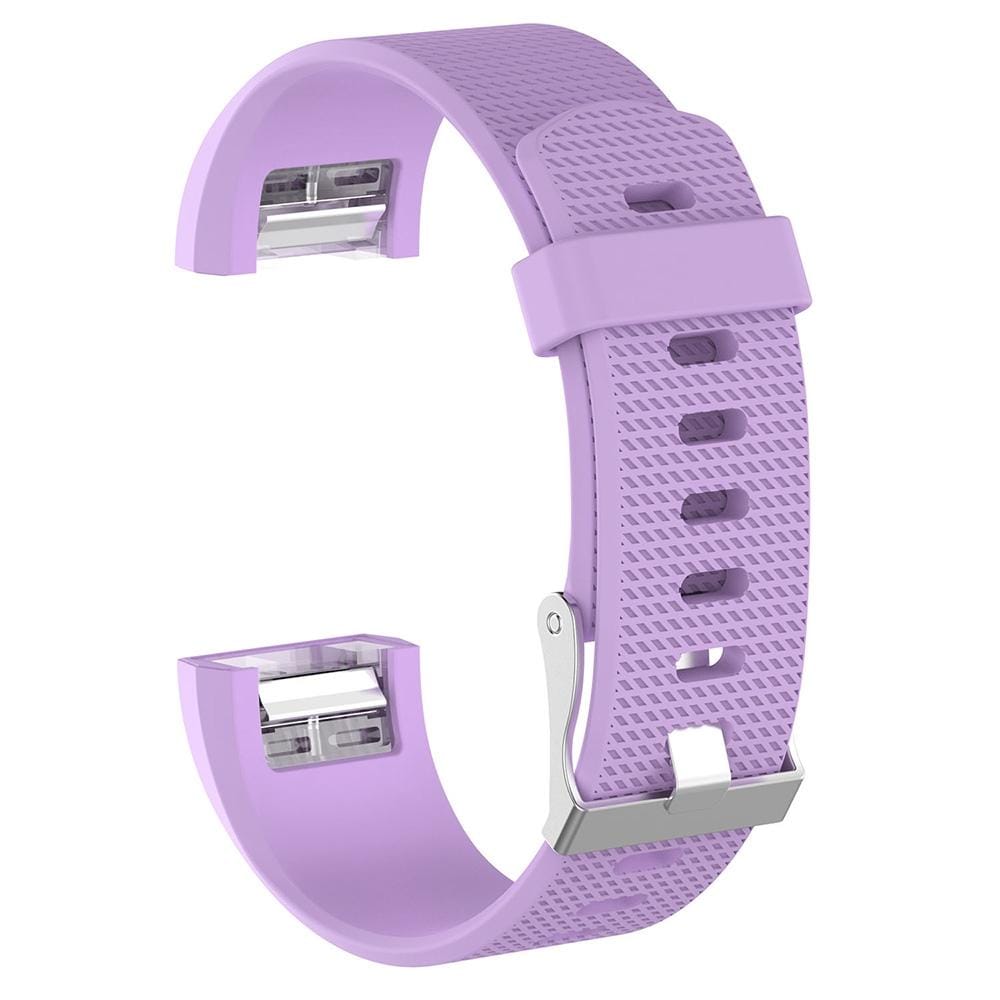 For Fitbit Charge 2 Common Texture Silicone Replacement Wrist Strap Watchband with Buckle, Size:L (Light Purple)