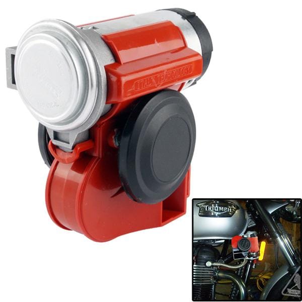 Compact Motorcycle Air Horn with Relay (Red)