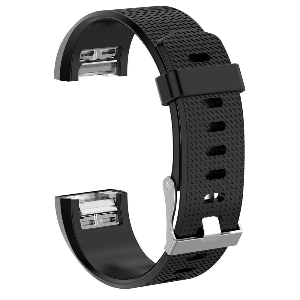 For Fitbit Charge 2 Common Texture Silicone Replacement Wrist Strap Watchband with Buckle, Size:S (Black)