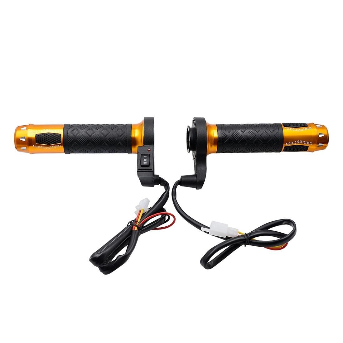 CS-764A3 12V Motorcycle Scooter Aluminum Alloy Electric Hand Grip Cover Heated Grip Handlebar (Gold)