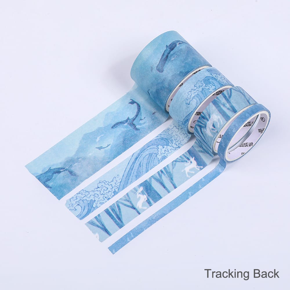 Washi Tape Set 4 Rolls 30mm 15mm 5mm Wide Decorative - Tracking Back