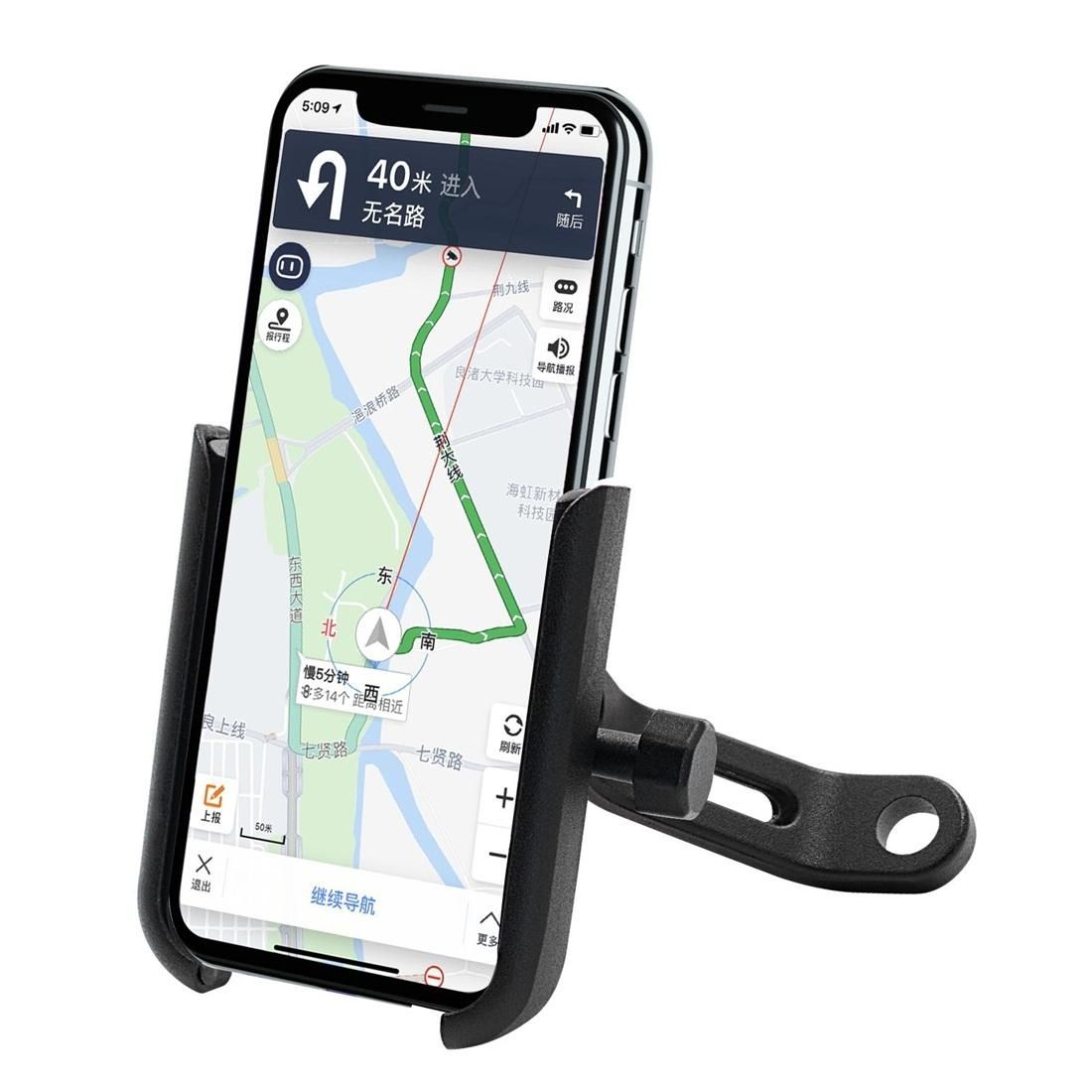 Motorcycle Rotatable Aluminium Alloy Mobile Phone Holder Bracket, Rearview Mirror Version (Black)