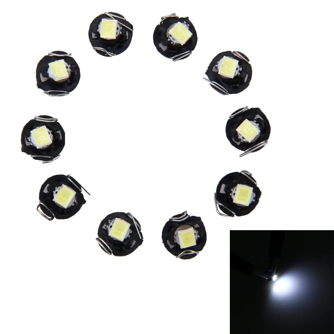 10 PCS 0.5W T3 Wedge Instrument Panel LED Light Dashboard Gauge Cluster Indicator Lamp Bulb (White Light)