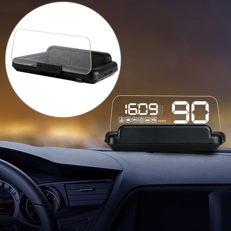 C500 Car HUD Virtual HD Projection Head-up Display, With Adjustable Reflection Board, Speed & RPM & Water Temperature & Oil Consumption & Driving Distance / Time & Voltage Display, Over Speed Alarm, Connect OBD2 Interface (White)