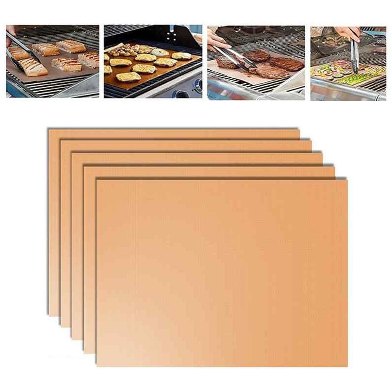 5 PCS 0.2mm Thick Barbecue Grill Mat Non-Stick BBQ Grill Mats, Size:40*33CM (Bronze)