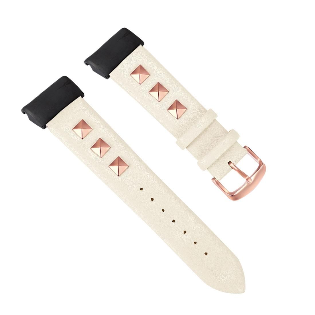 For Garmin Fenix 5X Rivet Leather Watchband (Beige)