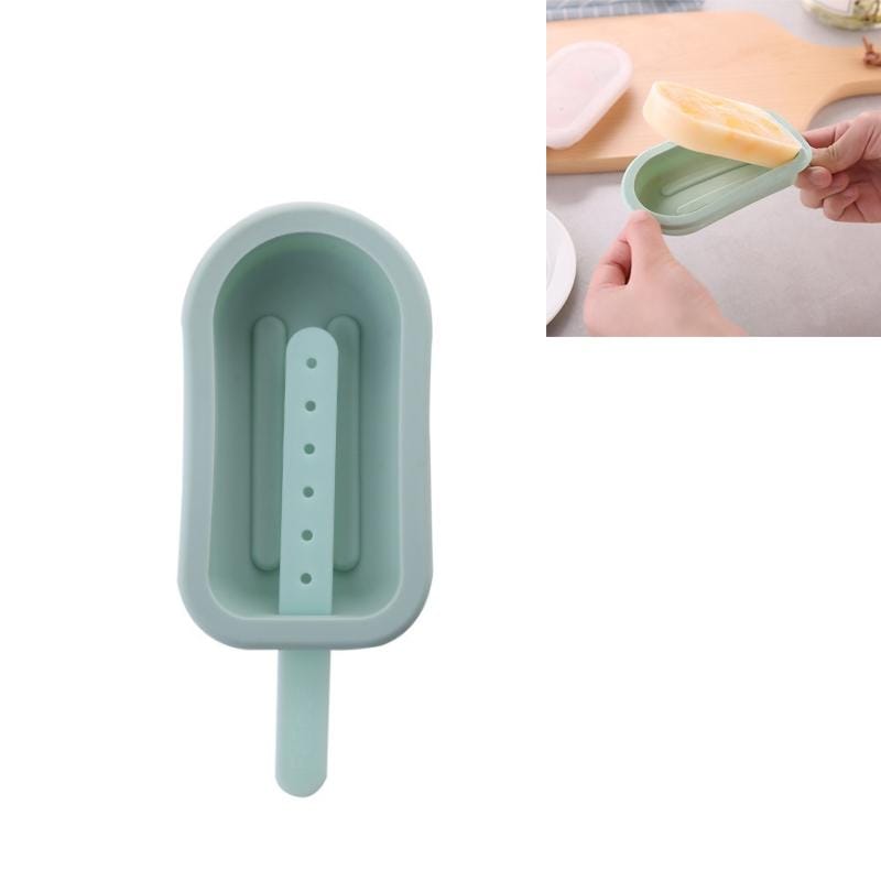 DIY Silicone Popsicle Ice Cream Mold Creative Cute Summer Popsicle Stick Ice Lattice, Style:Regular Large (Olive Green)