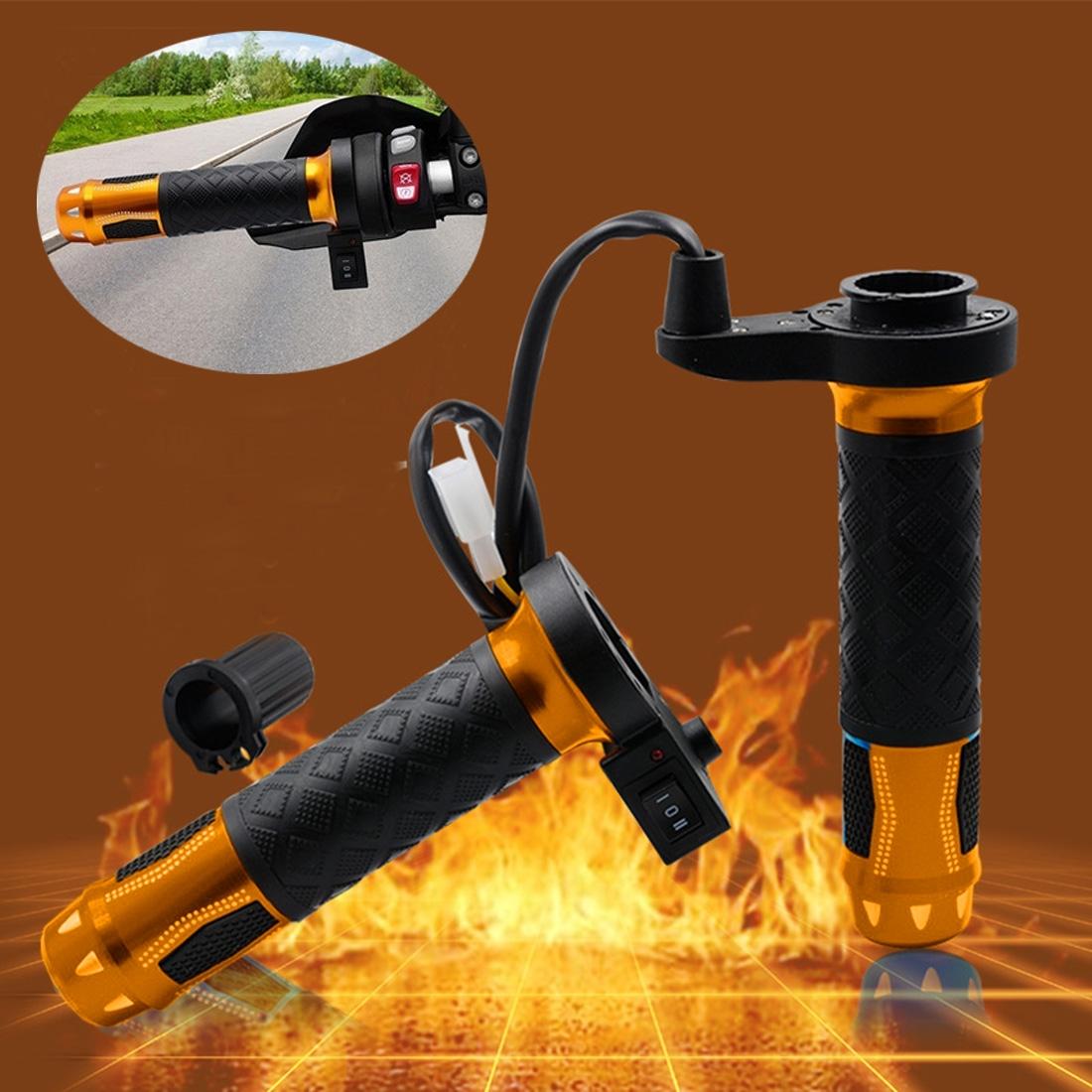 CS-764A3 12V Motorcycle Scooter Aluminum Alloy Electric Hand Grip Cover Heated Grip Handlebar (Gold)