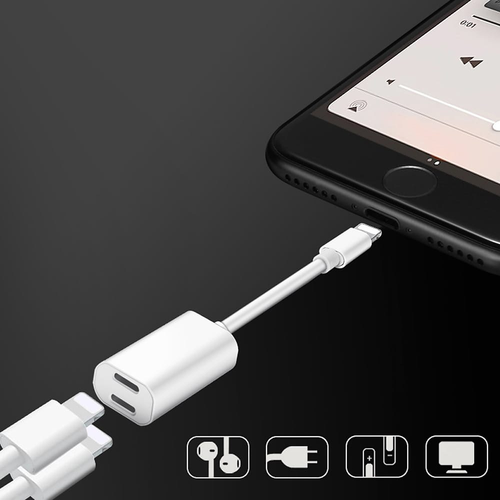 Double Lightning to Lightning Audio Adapter Charging Cable