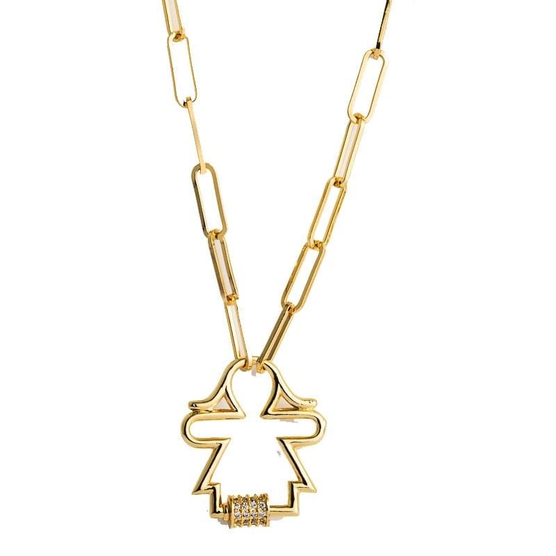 Brass Micro-inlaid Zircon Delicate Clavicle Chain Cross Pendant Necklace (Girl)