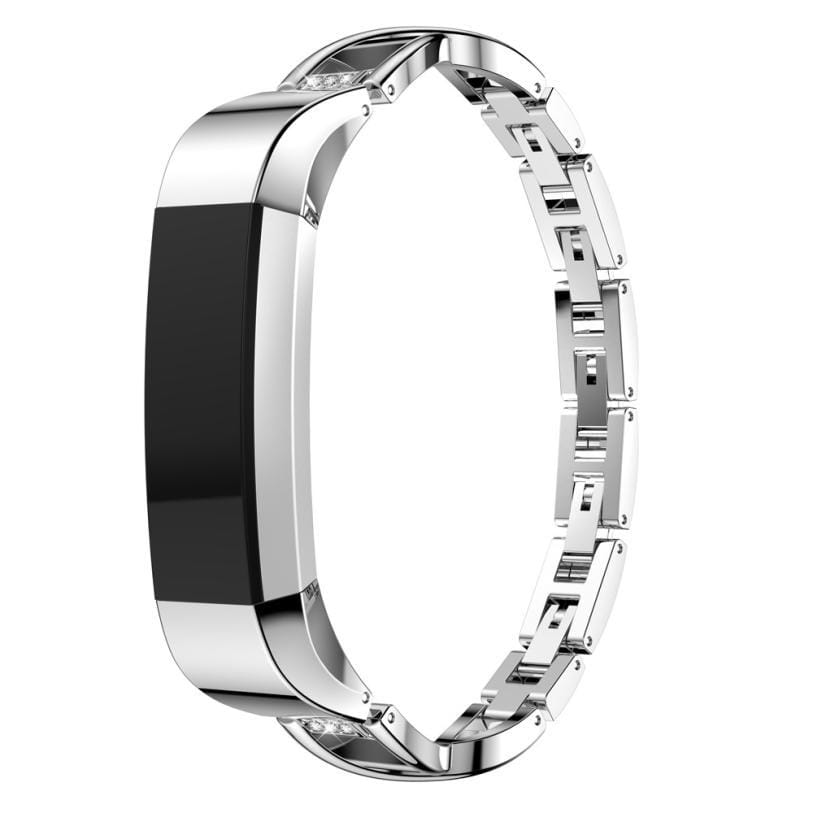 For Fitbit Alta smart watch X-shaped metal strap (Silver)