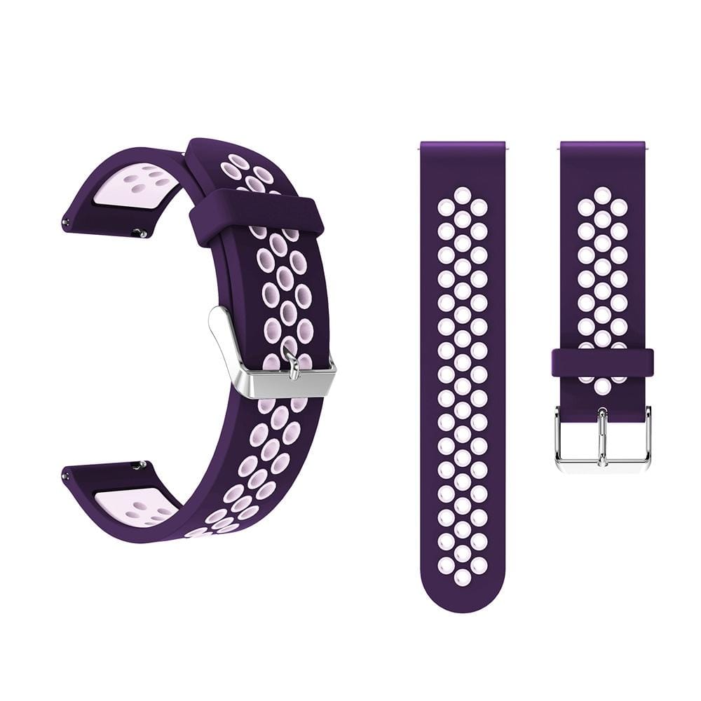 Metal Buckle Two-color Round Hole Silicone Wrist Strap Watch Band for Galaxy Watch Active 20mm (Style14)