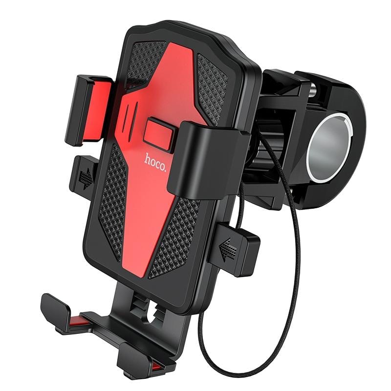 hoco CA73 One-button Bicycle / Motorcycle Universal Bracket Phone Mount (Black Red)