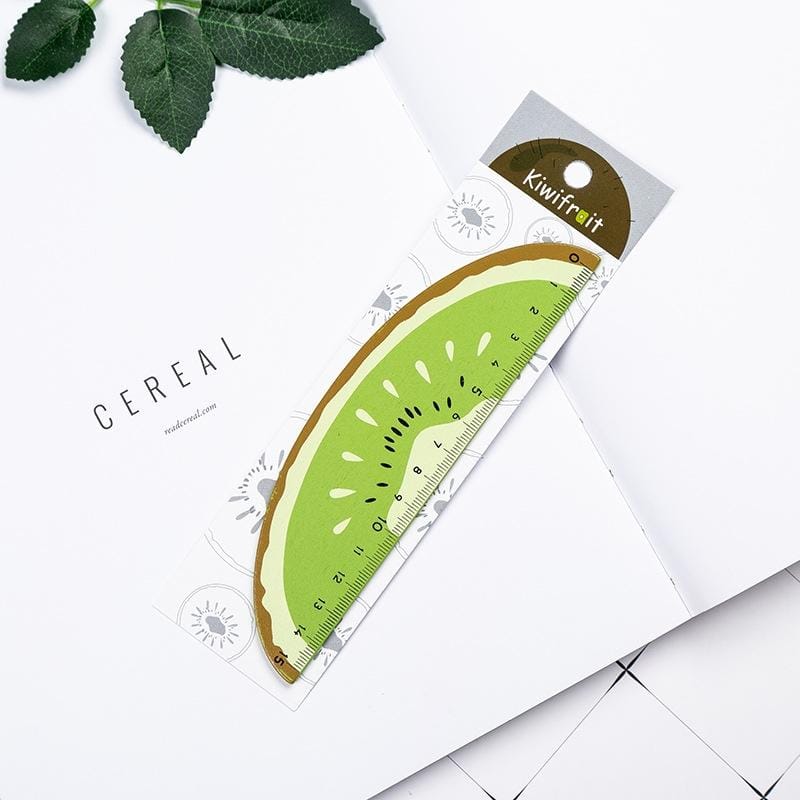 Cartoon Fruit Wooden Straight Ruler Measure Drawing Stationery School Office Supply Gift, Length:15cm (Orange)
