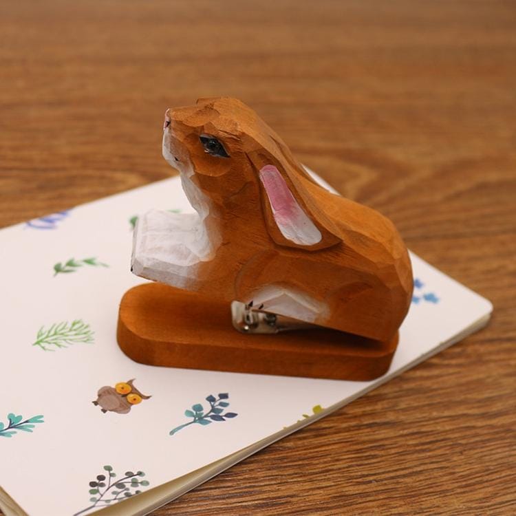 24/6 26/6 Handmade Wood Animal Mini Stapler Paper Office School Smart Home Kit (Style1)