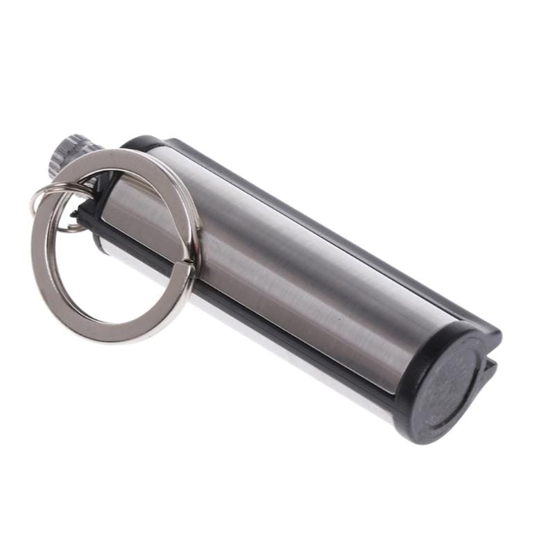 Stainless Steel Key Ring Fashion Permanent Striker Lighter Match Silver Metal Key Chain