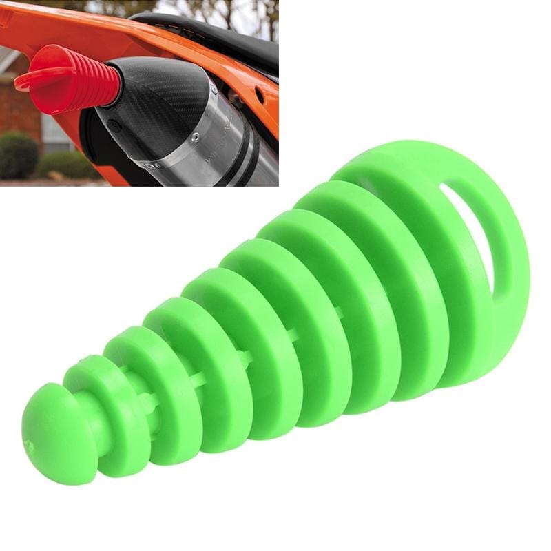 Motorcycle Exhaust Pipe Motocross Tailpipe PVC Air-bleeder Plug Exhaust Silencer Muffler Wash Plug Pipe Protector (Green)