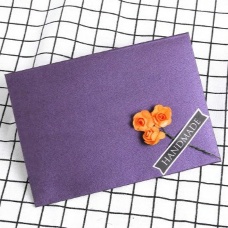 3 PCS Pearl Paper Envelope Creative DIY Invitation Letter Love Letter Postcard 6 Inch Photo Storage Folder (Purple Orange Rose)