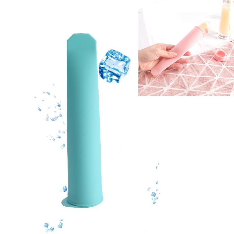 2 PCS Summer Handheld Silicone DIY Cylindrical Ice Cream Popsicle Mold with Cover (Green)