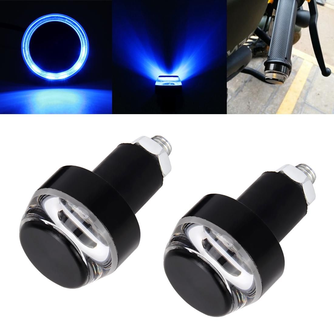 2 PCS Motorcycle Turn Double Light Grip Bar Plug Strobe Side Marker End LED Handlebar Lamp, Yellow and White Light (Style2)