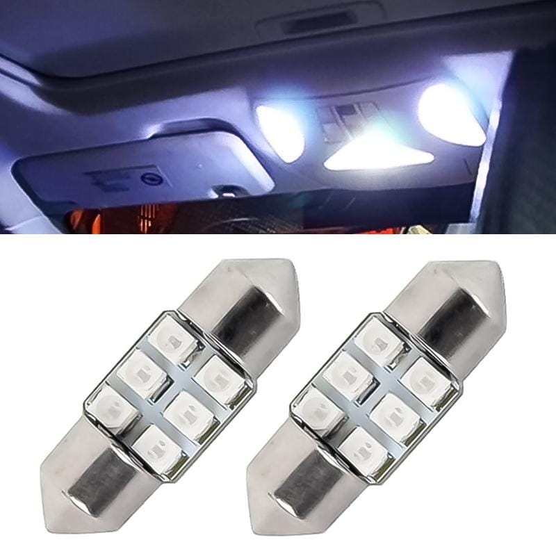 1 Pair 31mm Warm White 6 LED Reading Light Car Bulb (Blue Light)