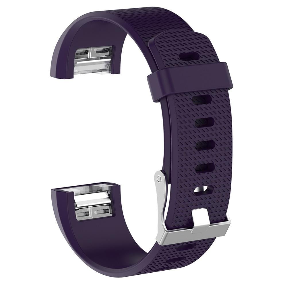 For Fitbit Charge 2 Common Texture Silicone Replacement Wrist Strap Watchband with Buckle, Size:S (Dark Purple)