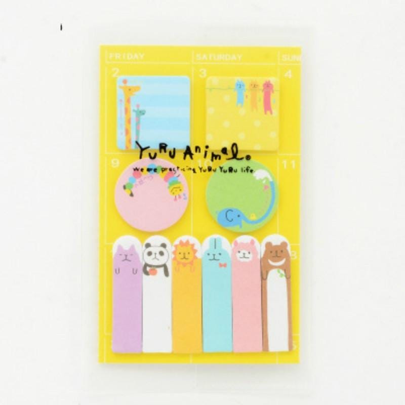 2 PCS Creative Cute Cartoon Week Plan N Times Post Sticky Note Pocket Account Accessories Free Stickers (Yellow)