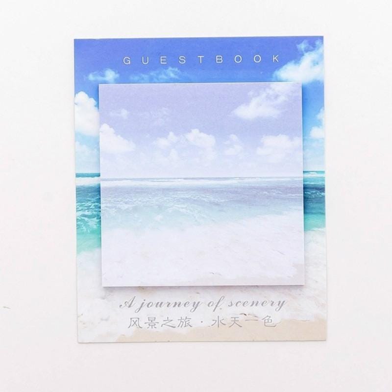 15 PCS Scenery Tour Memo Pad Paper Post Notes Sticky Notes Notepad Stationery (Water and sky)