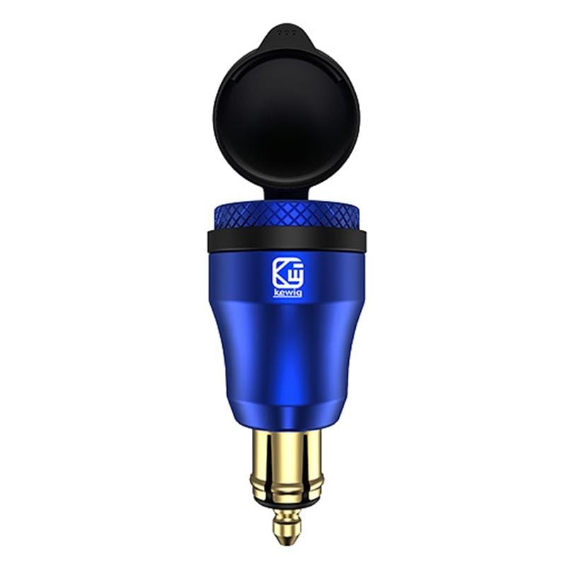 Motorcycle European-style Small-caliber Aluminum Alloy QC 3.0 + PD Fast Charge USB Charger, Shell Color:Blue (Blue Light)