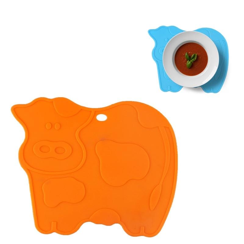 Creative Cartoon Animal Cow Silicone High Temperature Heat-resistant Placemat (Orange)