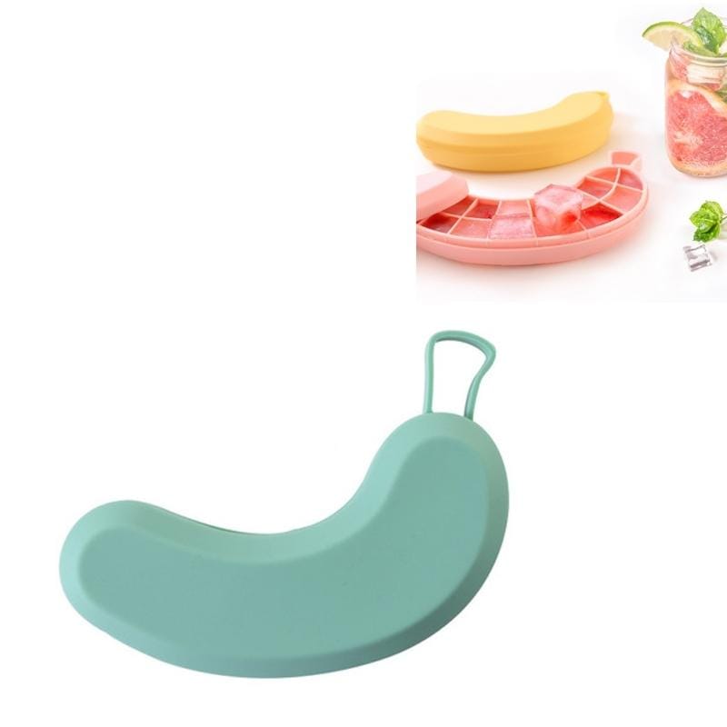 DIY Ice Cube Mold Creative Fruit Shape Ice Box with Lid, Style:Banana (Green)