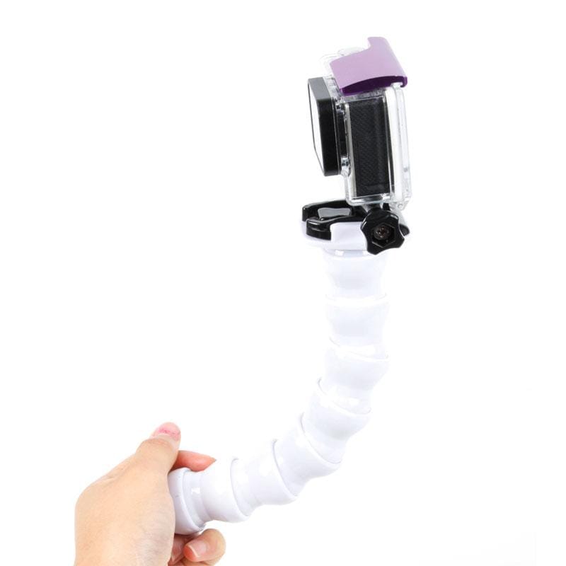 TMC HR127 7 Joint 360 Degrees Rotation Adjustable Neck for GoPro HERO6 /5 /5 Session /4 Session /4 /3+ /3 /2 /1, Xiaoyi and Other Action Cameras Flex Clamp Mount (White)
