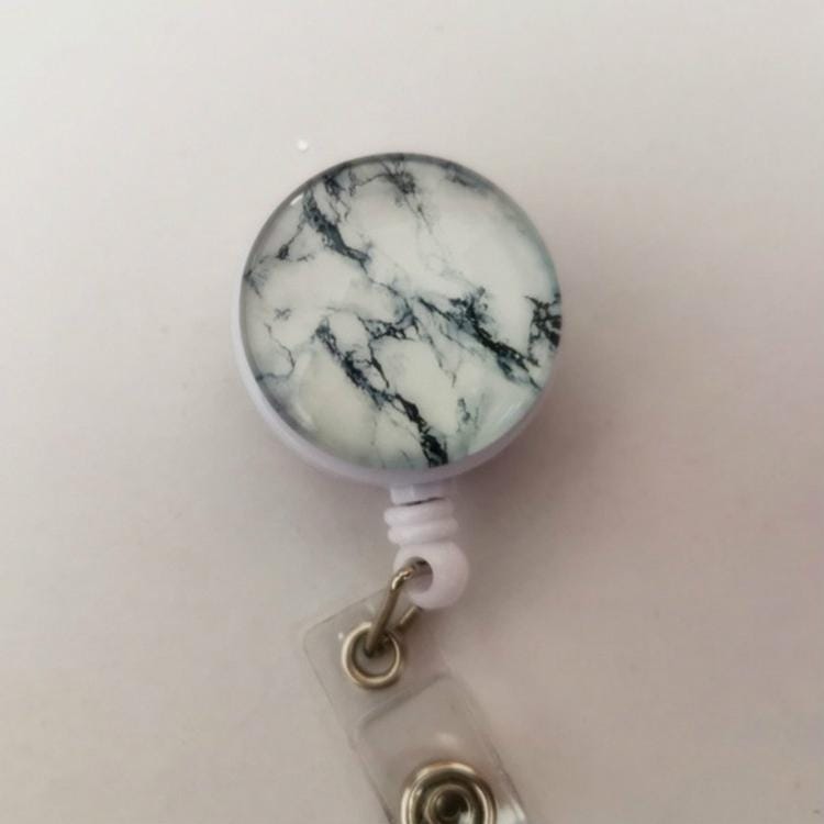 2 PCS Night Starry Sky Marble Crack Puller Retractable Buckle Lanyard Business Key Buckle Card Holder Marble Alligator Clip