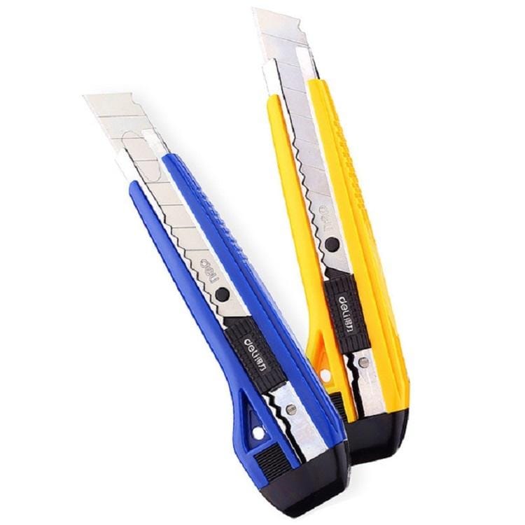 3 PCS Deli 2041 Large Utility Knife PaperCutter + Spare Blade (Yellow)