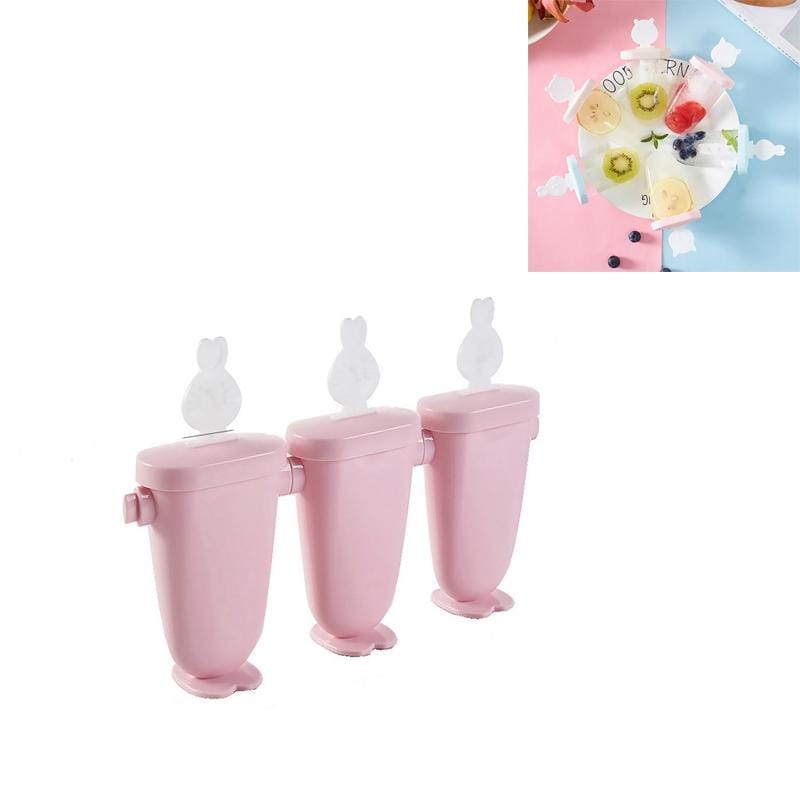 Home Cartoon Animal Homemade Cute DIY Popsicle Ice Cream Mold, Style:Flat (Pink)