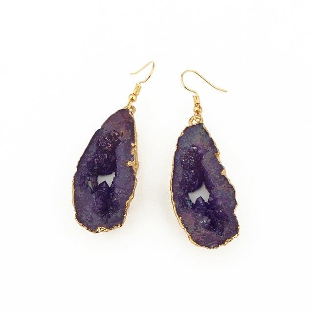 3 Pairs Chic Stone Hollow Resin Earrings Big Drop Earrings For Women Statement Jewelry Gifts (Purple)
