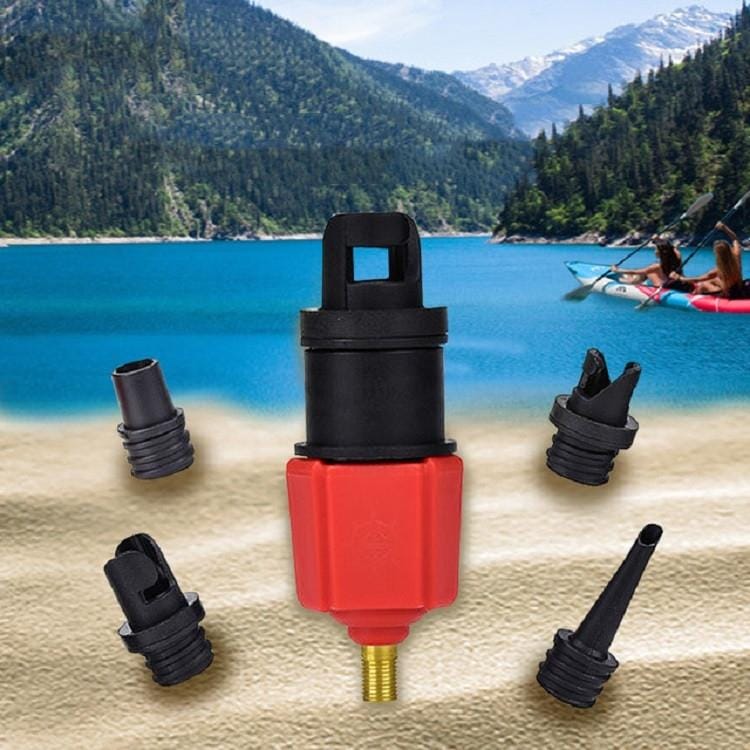 Surfing Paddle Board Rubber Boat Inflatable Bed Air Valve Adapter Car Air Pump Adapter (Red)