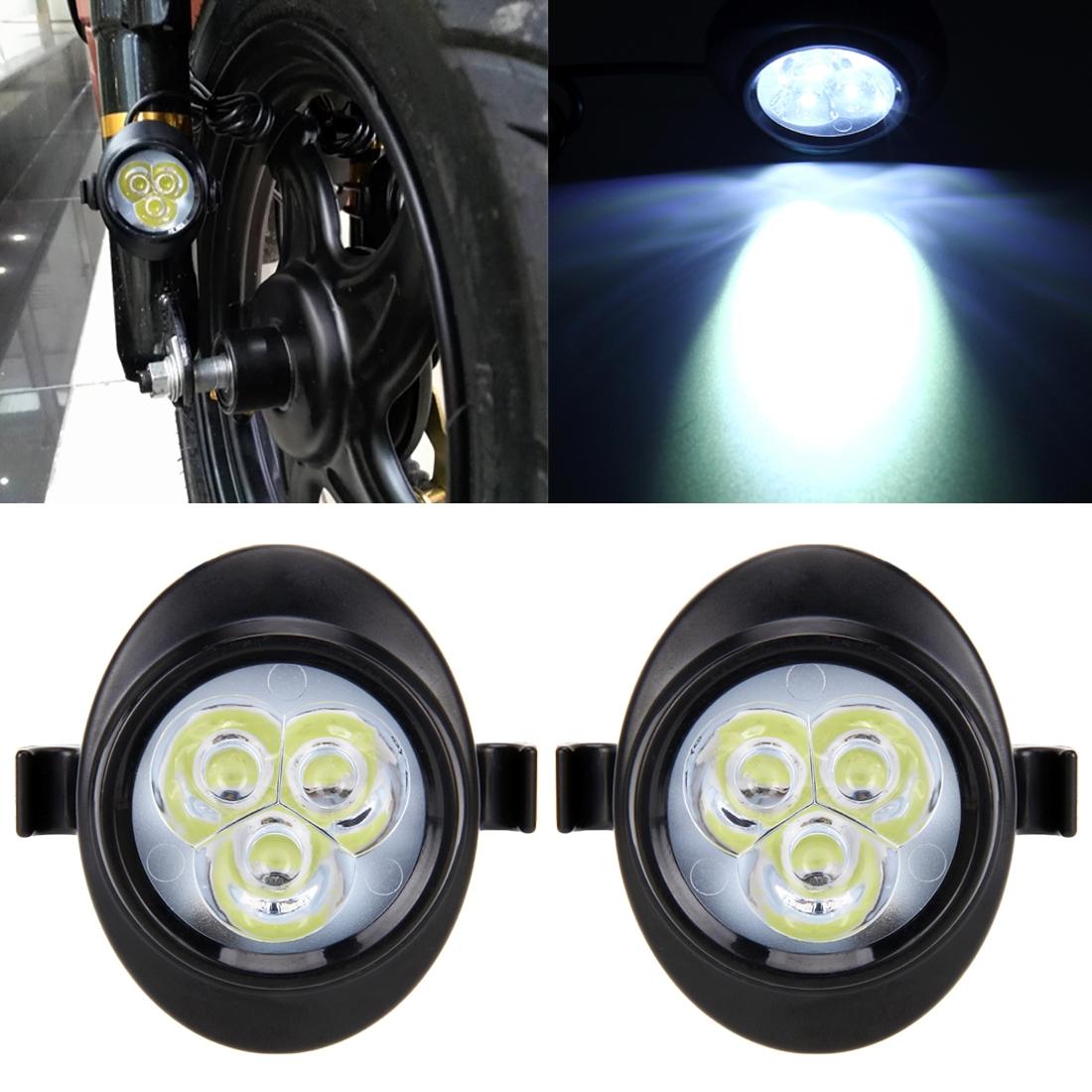 2 PCS DC 12V 2W Motorcycle Front Shock Absorber Light with 3 SMD-2835 LED Bulbs, White Light (Black)
