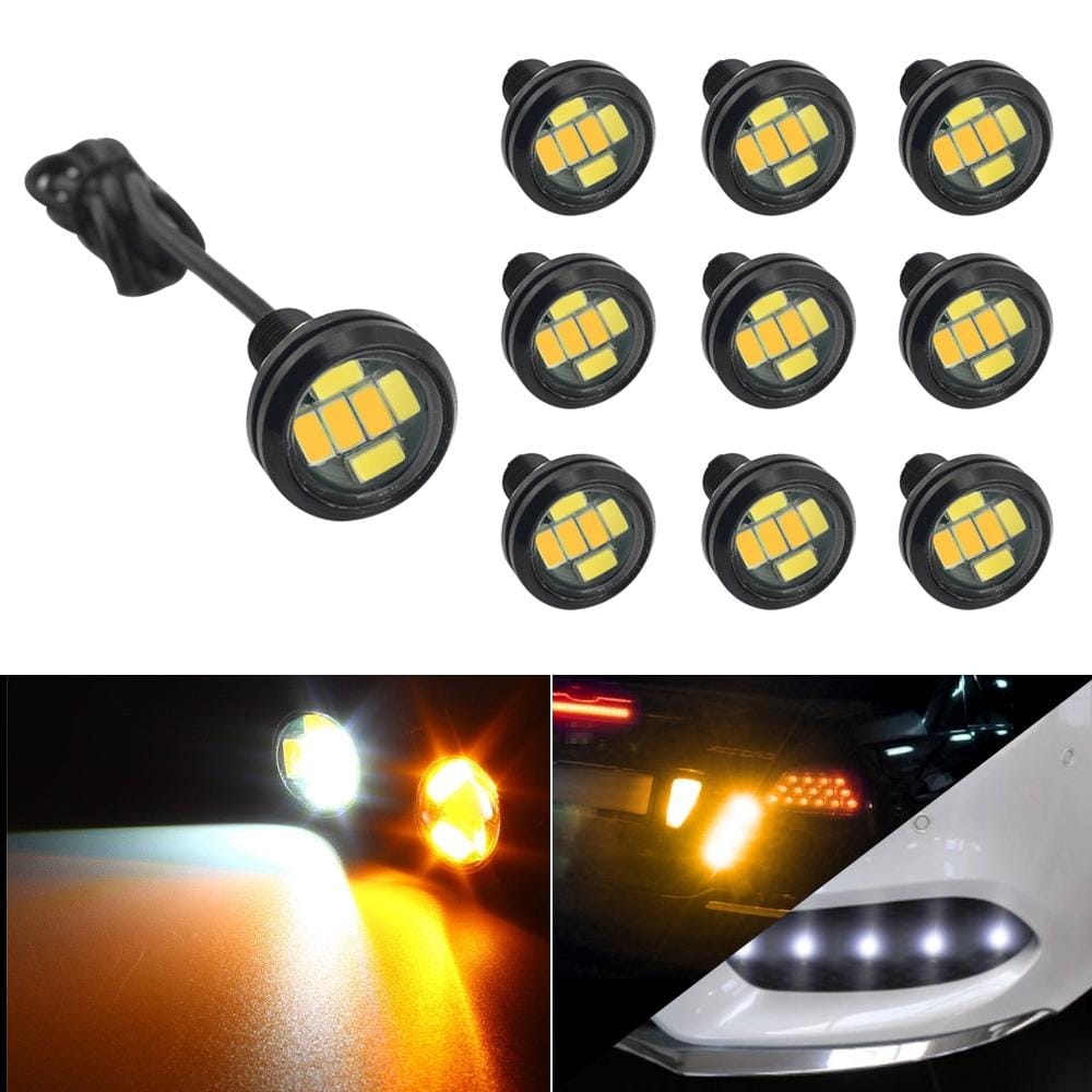 10 PCS 23mm 6LEDs SMD-5730 DC9-80V Motorcycle Eagle Eye Light (White and Yellow Light)