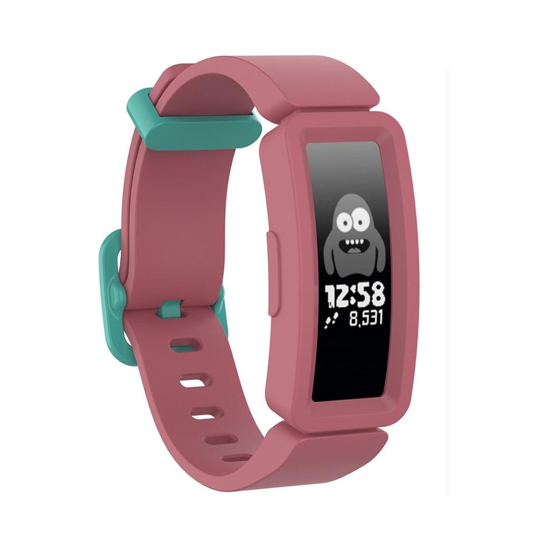 For Fitbit Inspire HR / Ace 2 Silicone Smart Watch Replacement Strap Wristband (Red + Green Buckle)