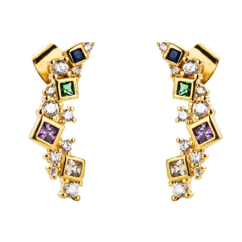 Female Copper Micro-inlaid Zircon Arc Earrings Wild Temperament Earrings